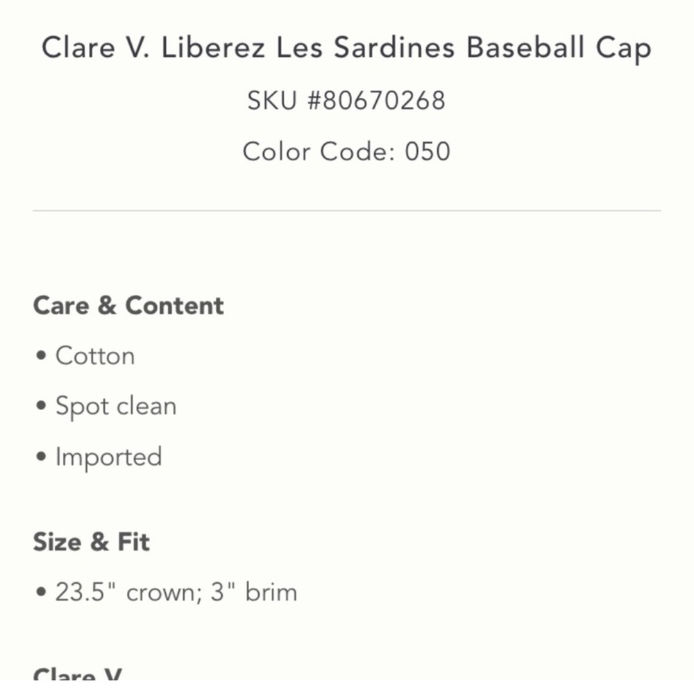 💜Updated!💜 Clare V. Liberes le sardines Lavender Baseball Hat - Picture 5 of 11